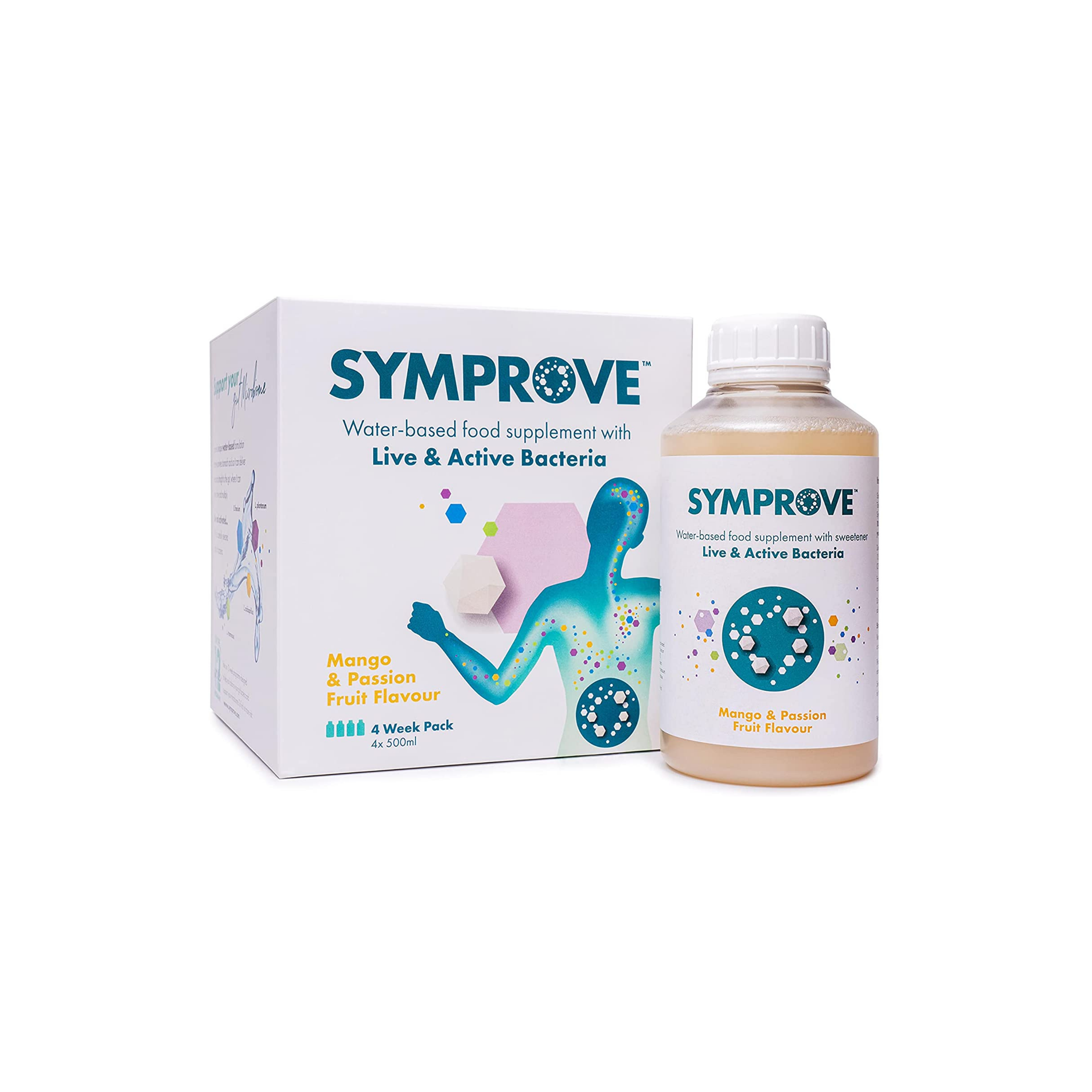 Symprove Probiotic Supplement Mango and Passion Fruit - 4 x 500ml (4 Week Pack) 