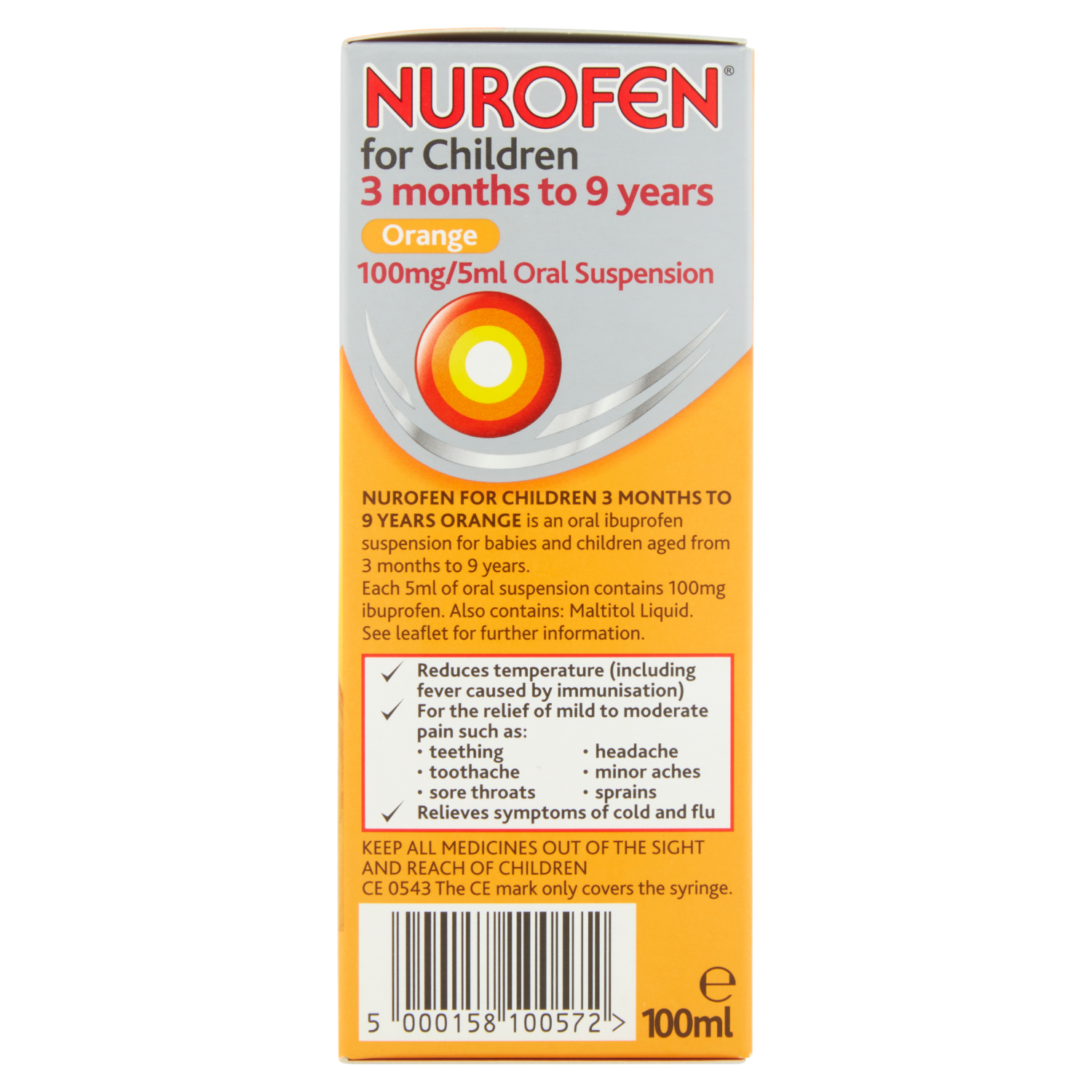Nurofen for Children 3 Months to 9 Years Orange flavour oral suspension 100ml
