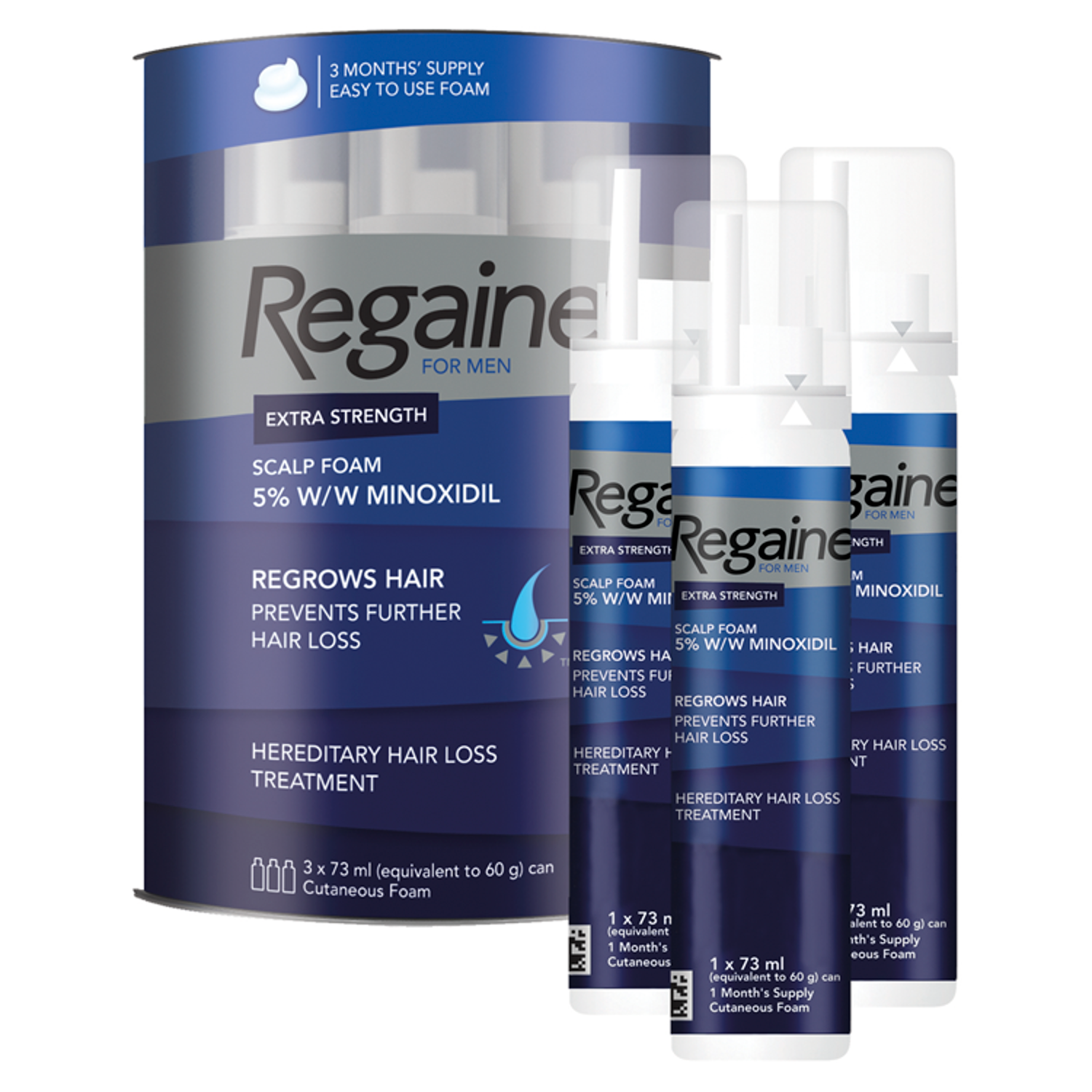 Regaine® for Men Extra Strength Scalp Foam 5% w/w Minoxidil (3 x 73ml)