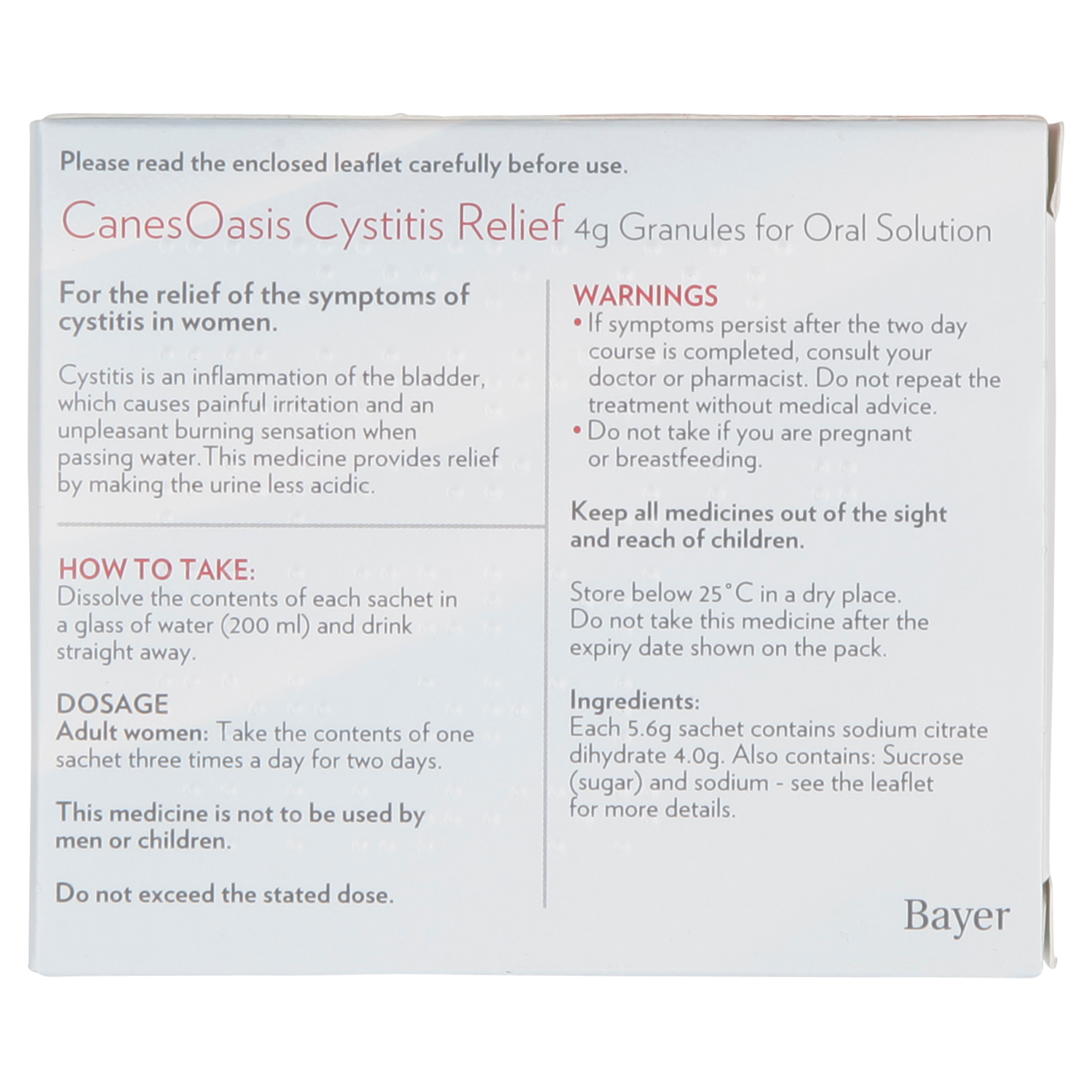 CanesOasis Cystitis Relief Sachets