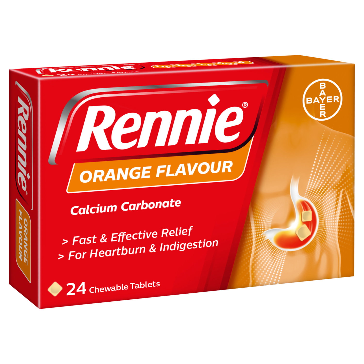 Rennie Orange Flavour 24 Chewable Tablets