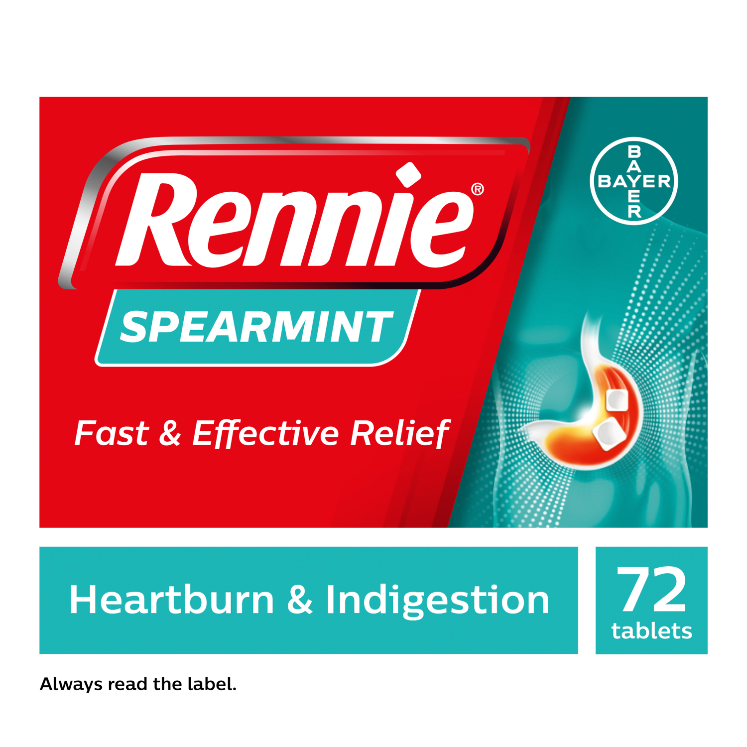 Rennie Spearmint 72 Chewable Tablets